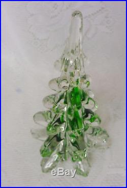 Vintage Green Ribbon Swirl Crystal Solid Art Glass Christmas Tree