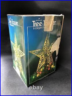 Vintage HALLMARK 1980 Brass Star Tree Topper in Original Box Hong Kong QX705-4