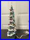 Vintage Hand Made Ceramic Christmas Tree with Snow Approx. 18 Two Piece Oval