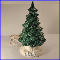 Vintage Hand Made / Painted Ceramic Christmas Tree With Base Lamp Marked LL 1983