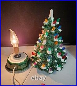 Vintage Hand Painted 12 Ceramic Christmas Tree Lighted Complete