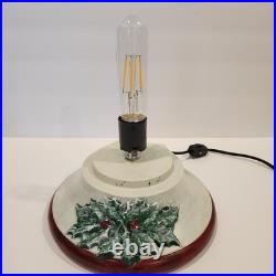 Vintage Hand Painted 15 Ceramic Lighted Christmas Tree with Glitter Flocked Snow