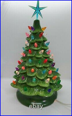 Vintage Hand Painted Ceramic Christmas Tree Lighted 12