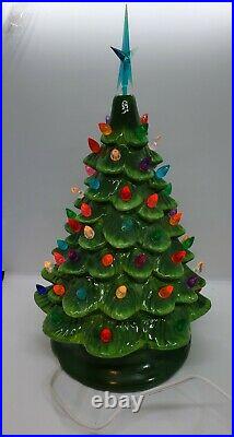 Vintage Hand Painted Ceramic Christmas Tree Lighted 12