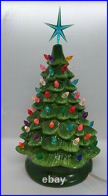 Vintage Hand Painted Ceramic Christmas Tree Lighted 12