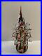 Vintage Handblown Art Glass Christmas Tree Clear with Red And Green Stripes 11T