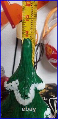 Vintage Handmade Ceramic Christmas Tree 18 In. Flocked Holly WithHoly Family-
