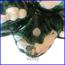 Vintage Handmade Ceramic Christmas Tree With Snow & Lights 14 Tall