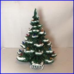 Vintage Handmade Ceramic Christmas Tree With Snow & Lights 14 Tall Vintage Handmade Ceramic Christmas Tree With Snow & Lights 14 Tall