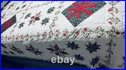 Vintage Handmade Christmas Tree Star QUILT Bedspread 86X 84 Full Queen Country