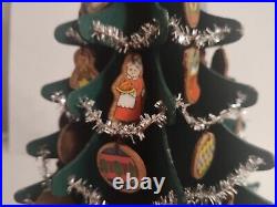 Vintage Handmade Wooden 16 inch Christmas Tree with ornaments 1975