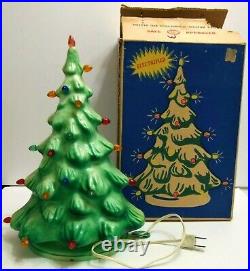Vintage Hard Plastic Peg Light Table Top Christmas Tree Blow Mold Original Box