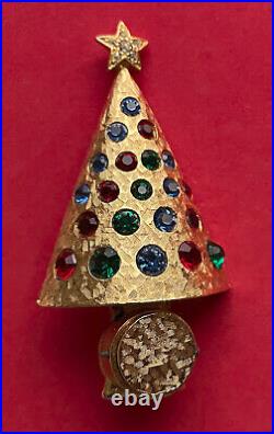 Vintage Hattie Carnegie Christmas Tree Pin Brooch Book Piece MID Century Modern