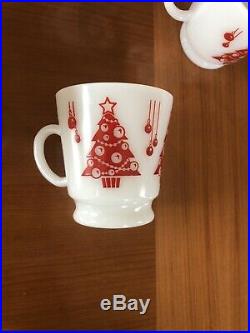 Vintage Hazel Atlas Milk Glass Christmas Tree Punch Set 6 CupsNEW In Box