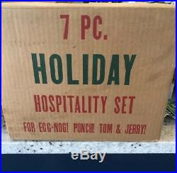 Vintage Hazel Atlas Milk Glass Christmas Tree Punch Set 6 CupsNEW In Box