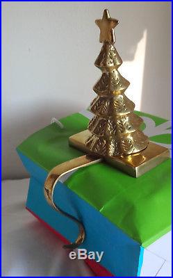 Vintage Heavy Brass for Boy Girl Christmas Tree Stocking Mantel Hook Holder