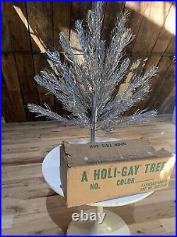 Vintage Holi Gay Silver Aluminum Christmas Tree 3 Ft Tall With Box Complete