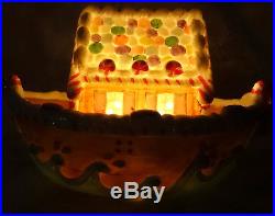 Vintage Holiday Christmas Tree Gingerbread Cookie Lighted House Noah's Ark RARE