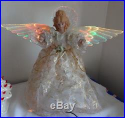 Vintage Holiday Fiber Optic Christmas Magical Angel Tree Topper 14