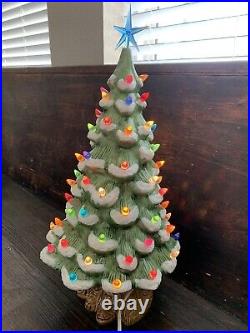 Vintage Holland Ceramic Christmas Tree Lights Up Refurbished Base 18