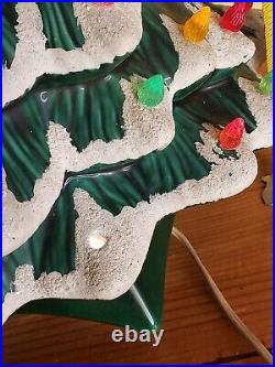 Vintage Holland Lighted Glitter Flocked Ceramic Christmas Tree 18 tall x 12w