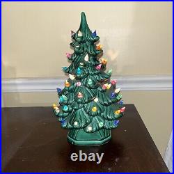 Vintage Holland Mold 11 Ceramic Lighted Green Christmas Tree Read