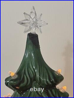 Vintage Holland Mold 12 Ceramic Lighted Green Christmas Tree Read