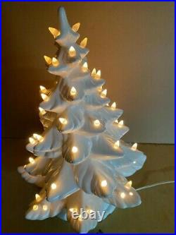 Vintage Holland Mold 18Ceramic White Christmas Tree With Clear Bulbs