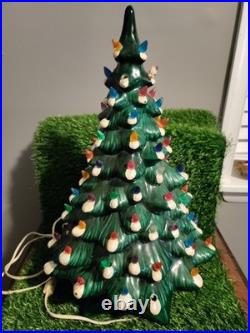 Vintage Holland Mold 19 Green Ceramic Christmas Tree Multi-Color Lights