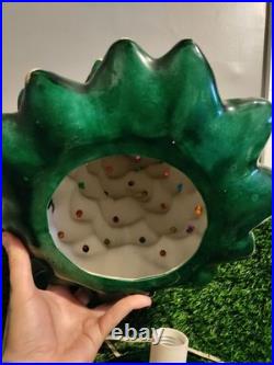 Vintage Holland Mold 19 Green Ceramic Christmas Tree Multi-Color Lights
