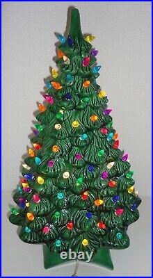 Vintage Holland Mold 20 Tall 2 Pc. Ceramic Lighted Christmas Tree with 135 Bulbs