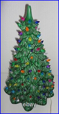 Vintage Holland Mold 20 Tall 2 Pc. Ceramic Lighted Christmas Tree with 135 Bulbs