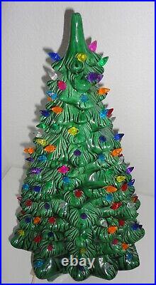 Vintage Holland Mold 20 Tall 2 Pc. Ceramic Lighted Christmas Tree with 135 Bulbs