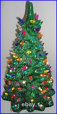 Vintage Holland Mold 20 Tall 2 Pc. Ceramic Lighted Christmas Tree with 135 Bulbs