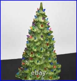 Vintage Holland Mold 22 Ceramic Lighted Christmas Tree with White Star Base