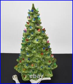 Vintage Holland Mold 22 Ceramic Lighted Christmas Tree with White Star Base