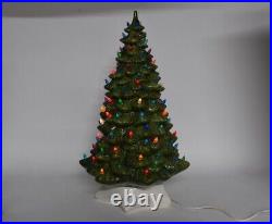 Vintage Holland Mold 22 Ceramic Lighted Christmas Tree with White Star Base