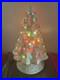 Vintage Holland Mold Ceramic 18 White Iridescent Christmas Tree With Lights &Base
