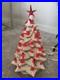 Vintage Holland Mold Ceramic 19 White Iridescent Christmas Tree WithLights &Base