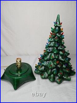 Vintage Holland Mold Ceramic Christmas Tree 19 Star Base 1970's RARE Music Box