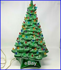 Vintage Holland Mold Ceramic Christmas Tree 1976 Lighted 19 With Base