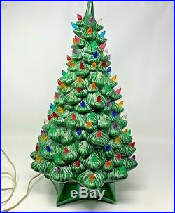 Vintage Holland Mold Ceramic Christmas Tree 1976 Lighted 19 With Base