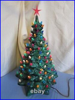 Vintage Holland Mold Ceramic Christmas Tree 20 with Lights & star