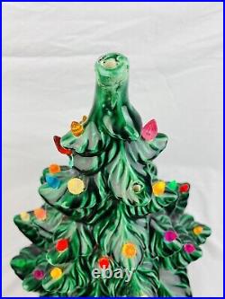 Vintage Holland Mold Ceramic Christmas Tree Green Multi-colored Lights Read