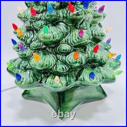 Vintage Holland Mold Ceramic Christmas Tree Multi-Color Lights 19.5 X 12 1960