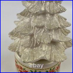Vintage Holland Mold Ceramic Christmas Tree Music Box White No Lights No Holes