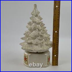 Vintage Holland Mold Ceramic Christmas Tree Music Box White No Lights No Holes