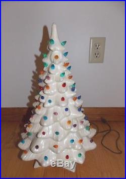 Vintage Holland Mold Ceramic Christmas Tree Pearl White Opal Iridescent 19.5