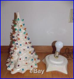 Vintage Holland Mold Ceramic Christmas Tree Pearl White Opal Iridescent 19.5