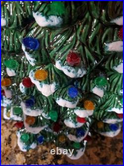 Vintage Holland Mold Ceramic Christmas Tree With Star Base 20 Tall Snow Capped